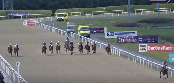 Schoolboy jockey Kevin Healy scores a runaway success on Wrecking Ball Paul at Dundalk Racecouse.